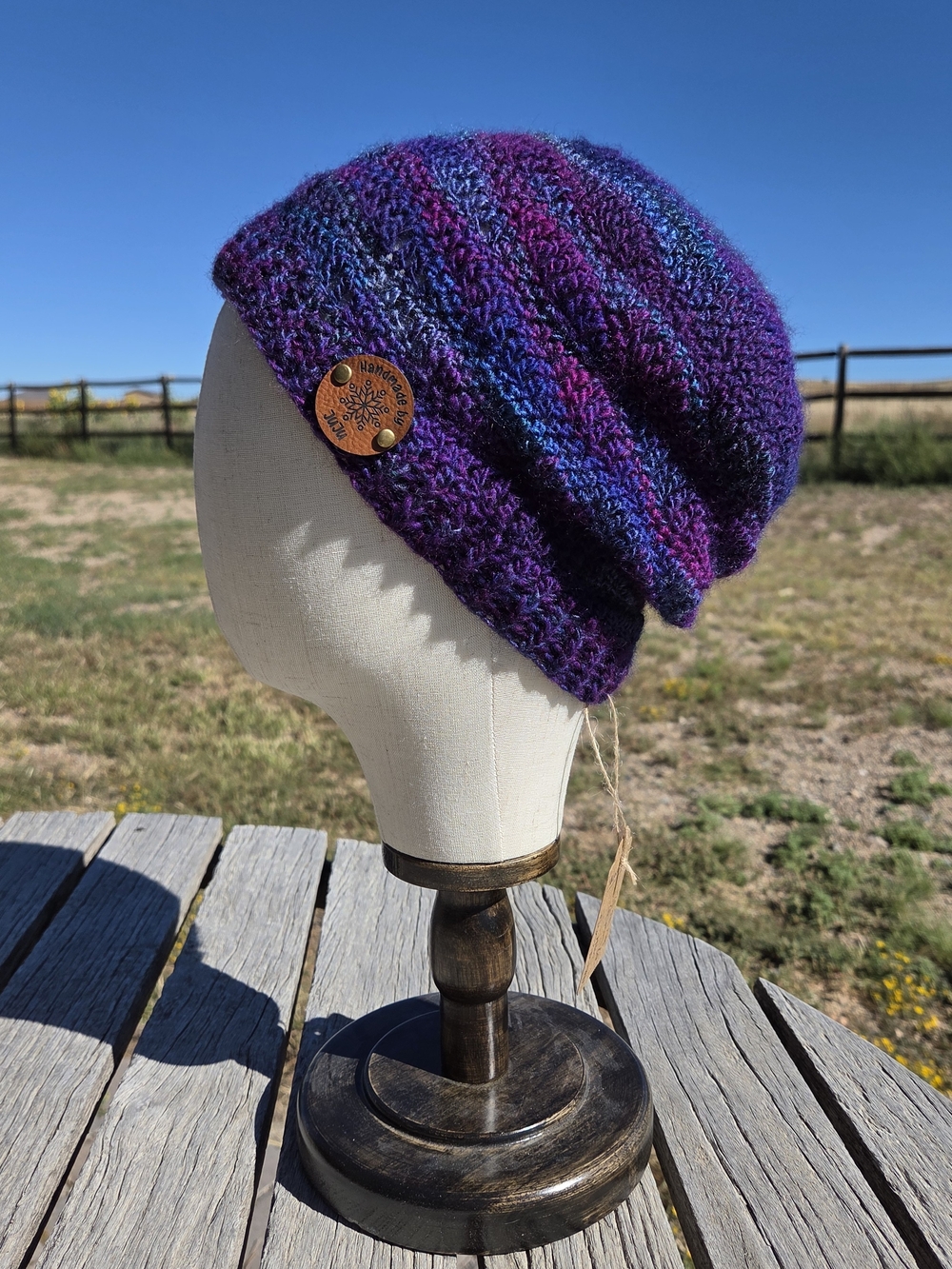Artisan Handmade Lightweight Wool Blend Unisex Crochet "Purple Haze" Beanie Hat